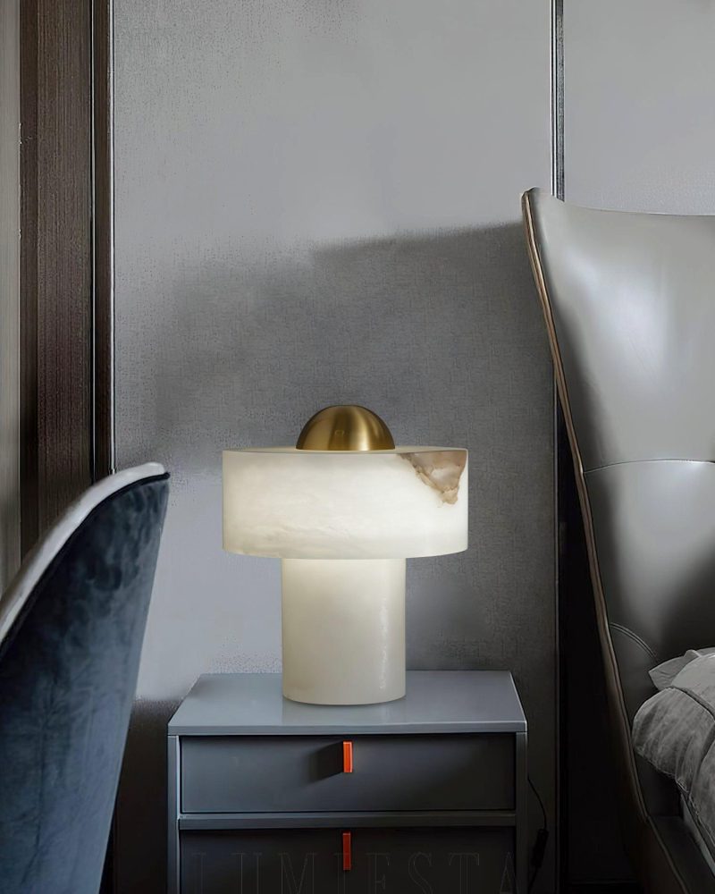Lampa stołowa z alabastru w białym kolorze 25cm nowoczesny styl