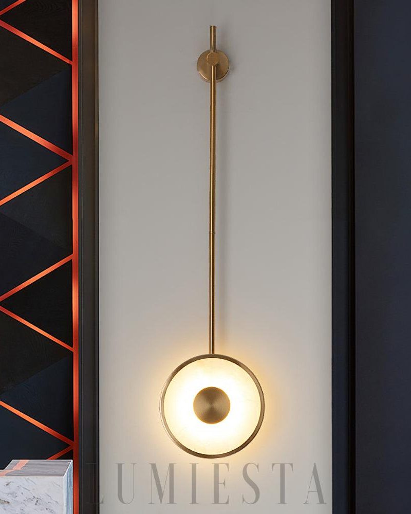 Lampa Ścienna Alabaster Okrągła z Ciepłym i Zimnym Światłem