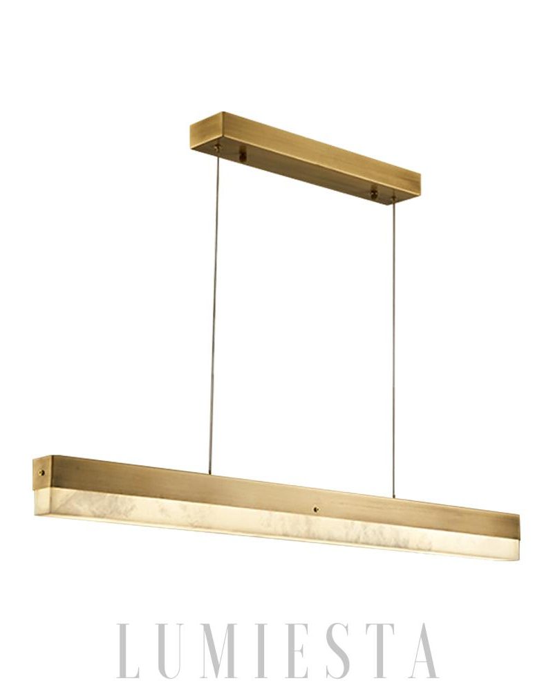 Lampa wisząca prostokątna Alabaster w kolorze złotym i białym