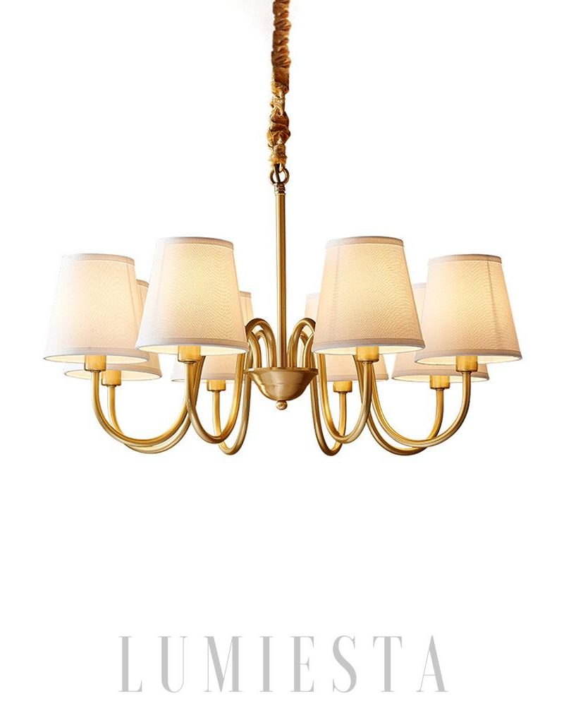 Lampa wisząca Fazrpip Retro Złoty Żyrandol z abażurami 3 5 6 8 10 głowami