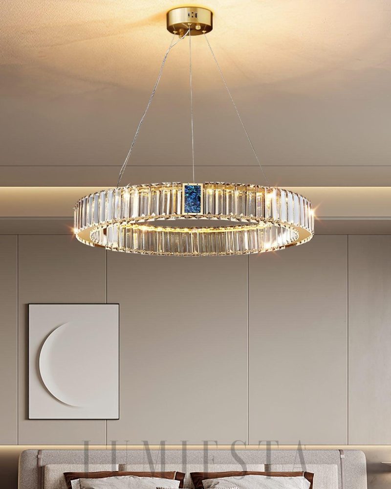 Lampa wisząca Roman Ring złoty kryształowy żyrandol 40 60 80 100 cm