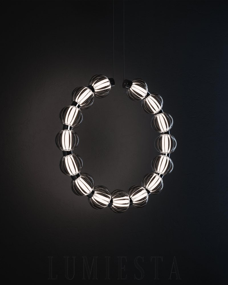 Lampa wisząca Amulet Chandelier B srebrna okrągła 52 74 88 5cm