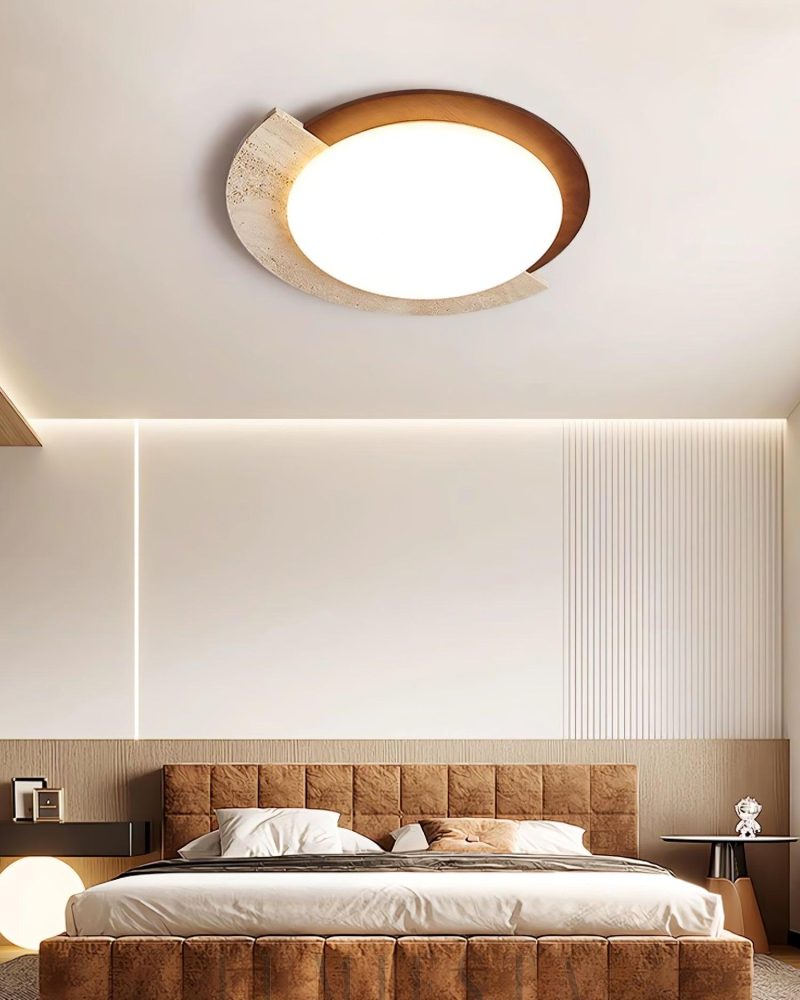 Lampa sufitowa Halo w kształcie okręgu z travertynu 58cm
