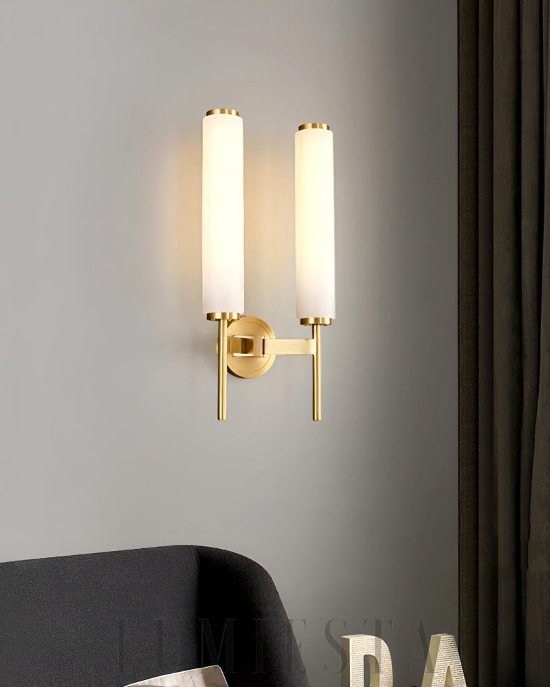 Lampa ścienna Brindisi Alabaster w stylu świecy biała złota