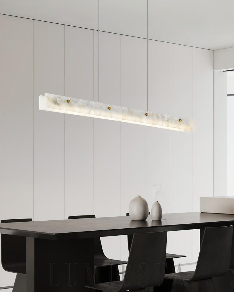 Lampa wisząca linearna alabastrowa w stylu nowoczesnym