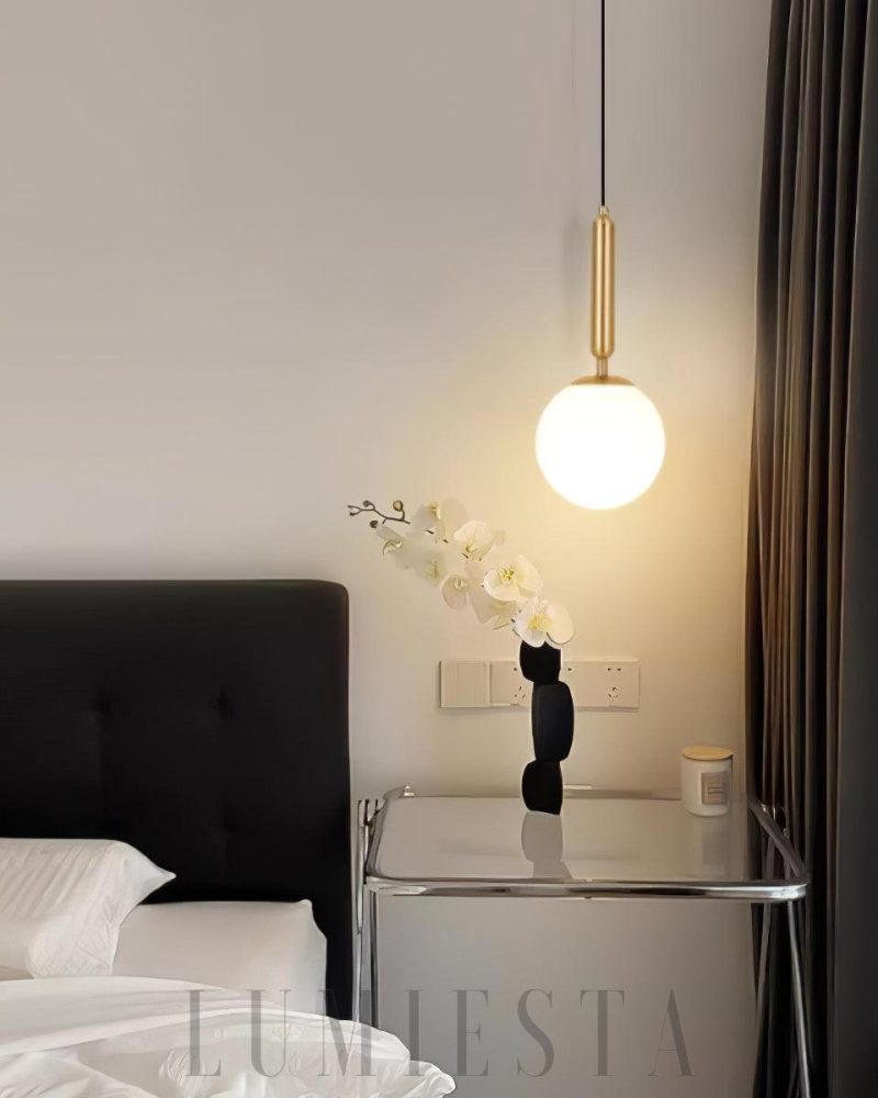 Lampa wisząca Bosso Alabaster mosiądz biały 12cm 35cm