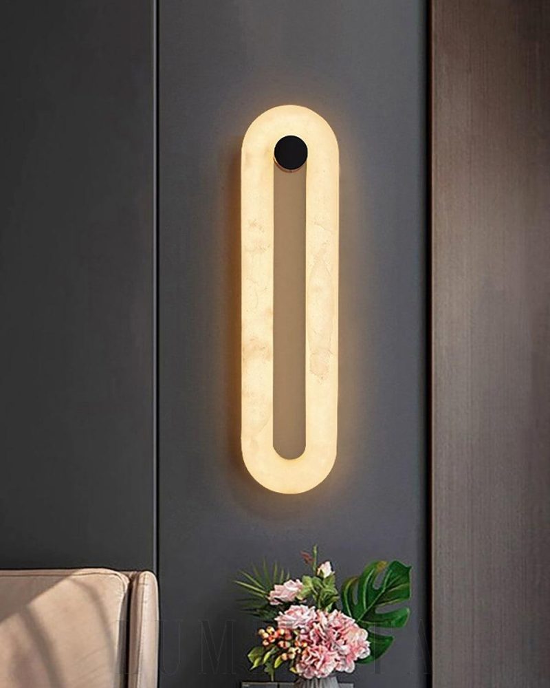 Lampa Ścienna Alabaster Fader Eliptyczna Czarna i Biała
