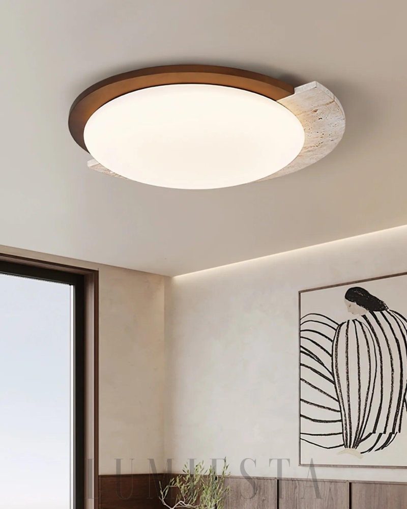 Lampa sufitowa Halo w kształcie okręgu z travertynu 58cm