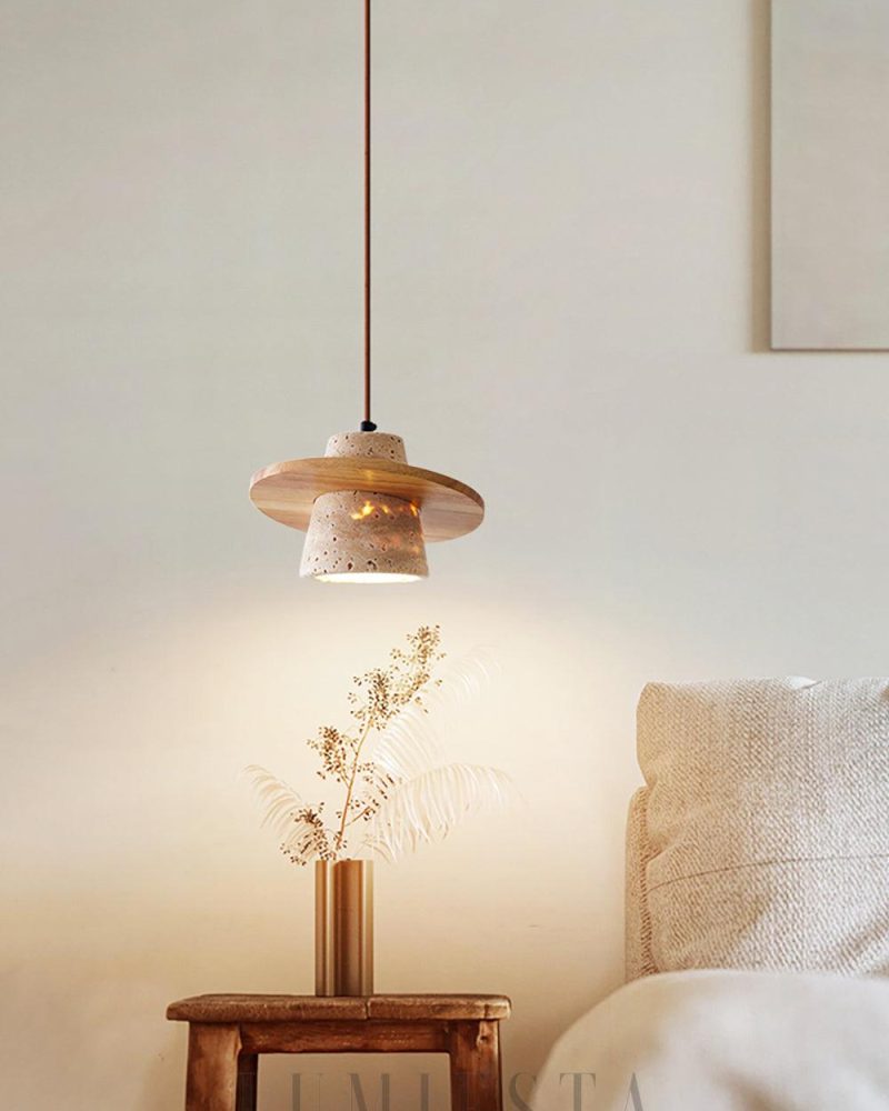 Lampa wisząca Conical z trawertynu w stylu vintage 20cm