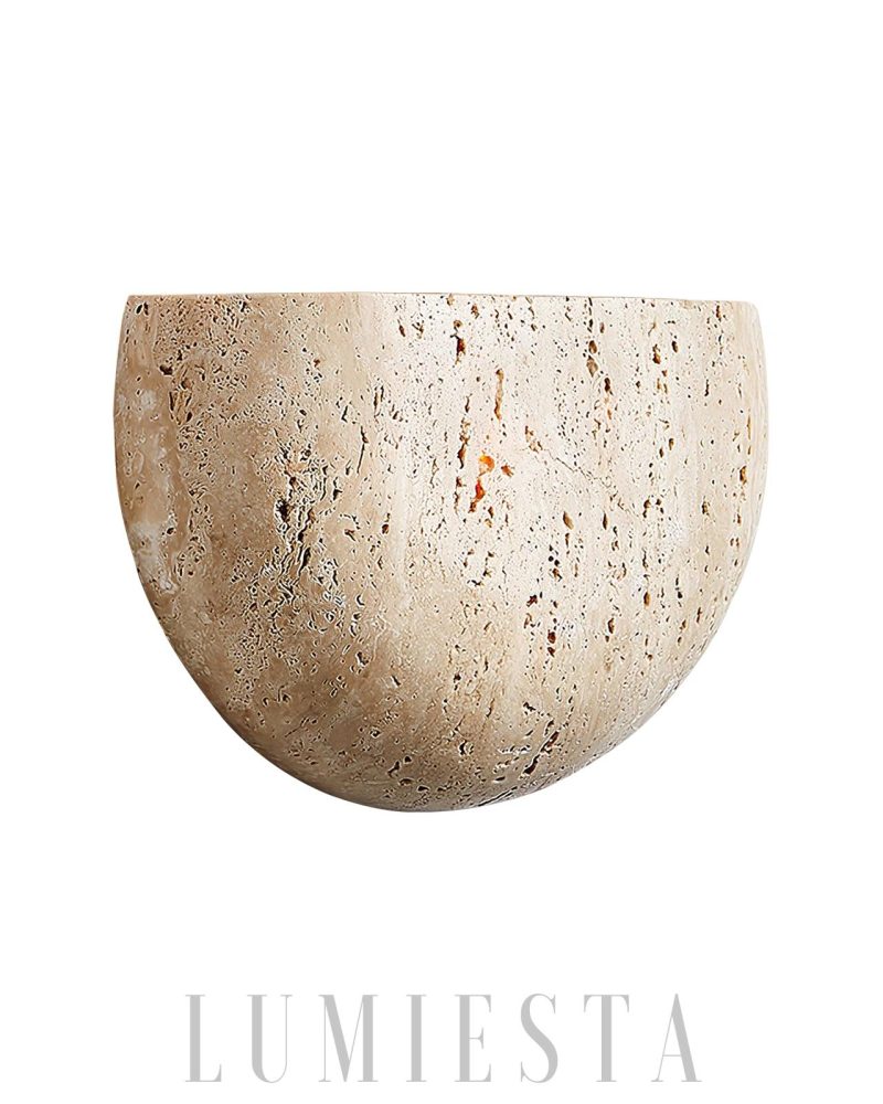 Beżowa lampa ścienna Arc Bowl z travertynu 20cm elegancja
