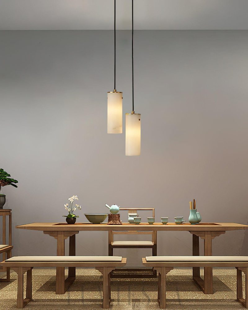 Lampa wisząca Alabaster Nula w kształcie cylindrycznym Biała