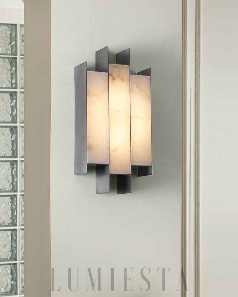 Lampa Ścienna Alabaster Kamila Prostokątna Biała i Czarna