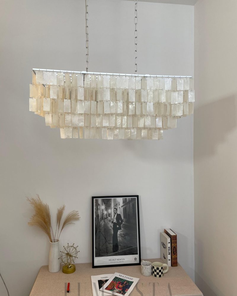 Lampa wisząca Skye prostokątna z naturalnych muszli 80cm 120cm