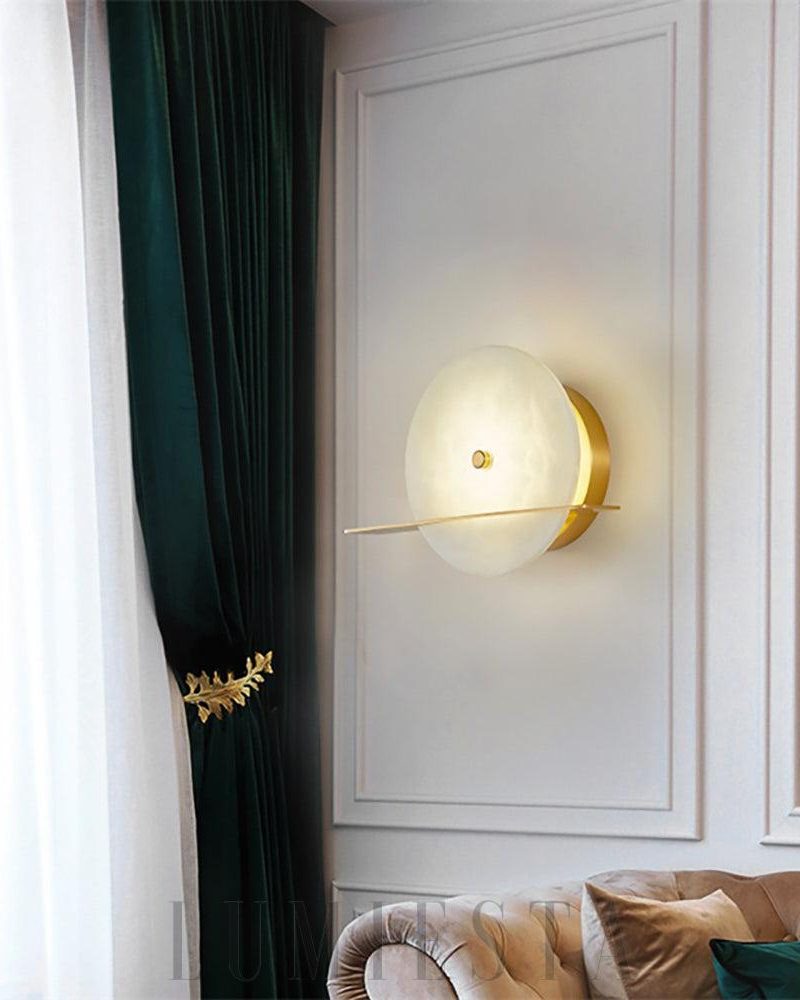 Lampa ścienna alabastrowa nowoczesna okrągła 31 cm