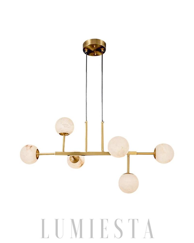 Elegancki żyrandol alabastrowy w mosiężnym stylu 105cm 110cm