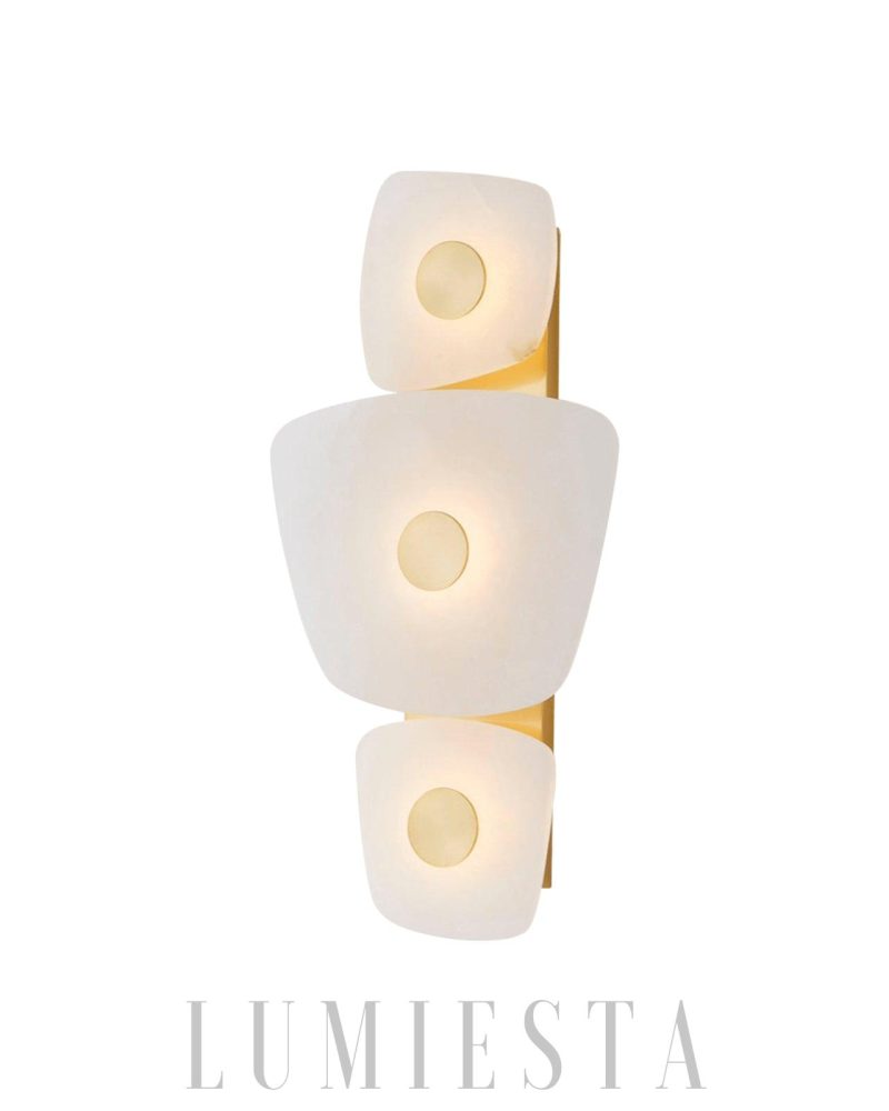 Lampa Ścienna Alabaster Holmdel Biała Złota Ciepłe Światło 29cm