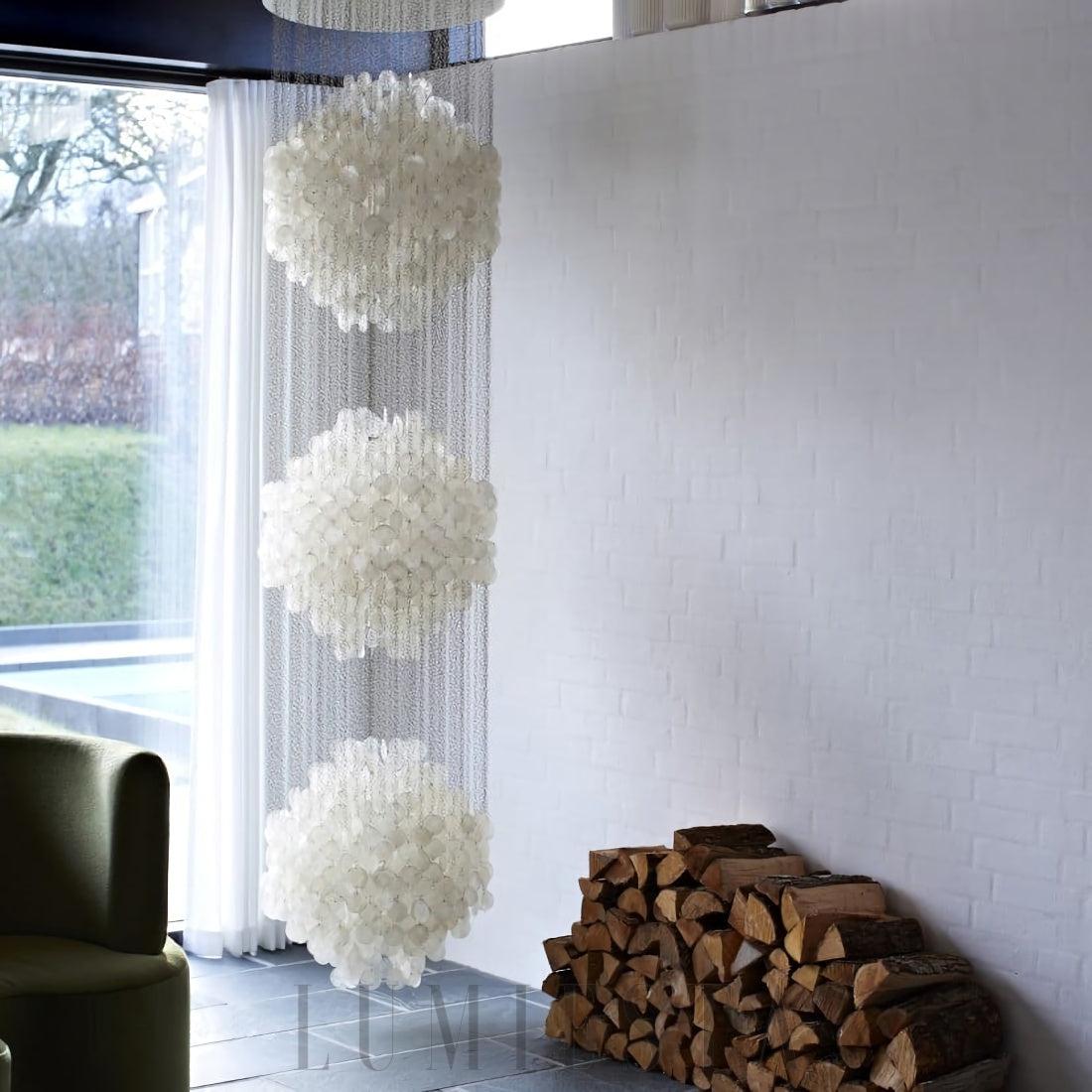 Lampa wisząca muszelkowa w chromie różne rozmiary 60 100 150 cm