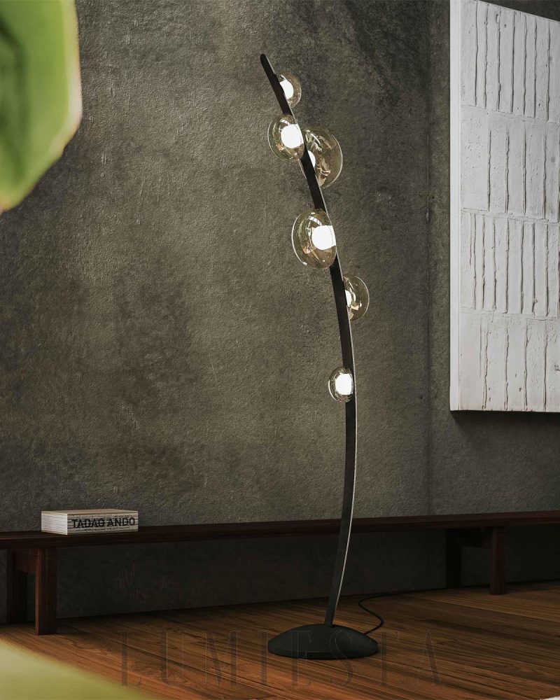Lampa podłogowa Dew Drops w stylu nowoczesnym czarna i przezroczysta