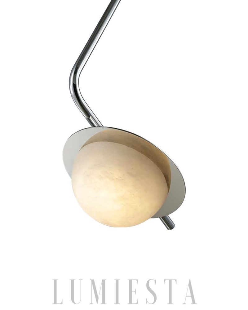 Lampa wisząca Alabaster Chic 20cm biała chromowana elegancka
