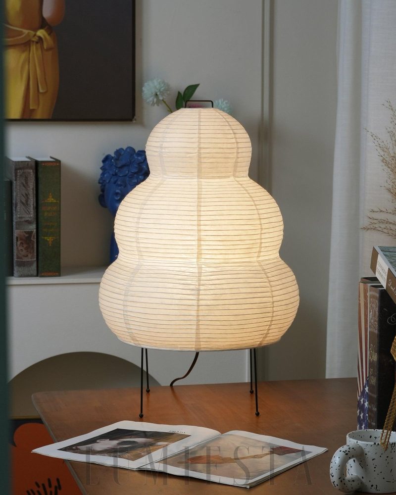 Lampa stołowa Akari 25N w stylu japońskim z papieru washi 40cm