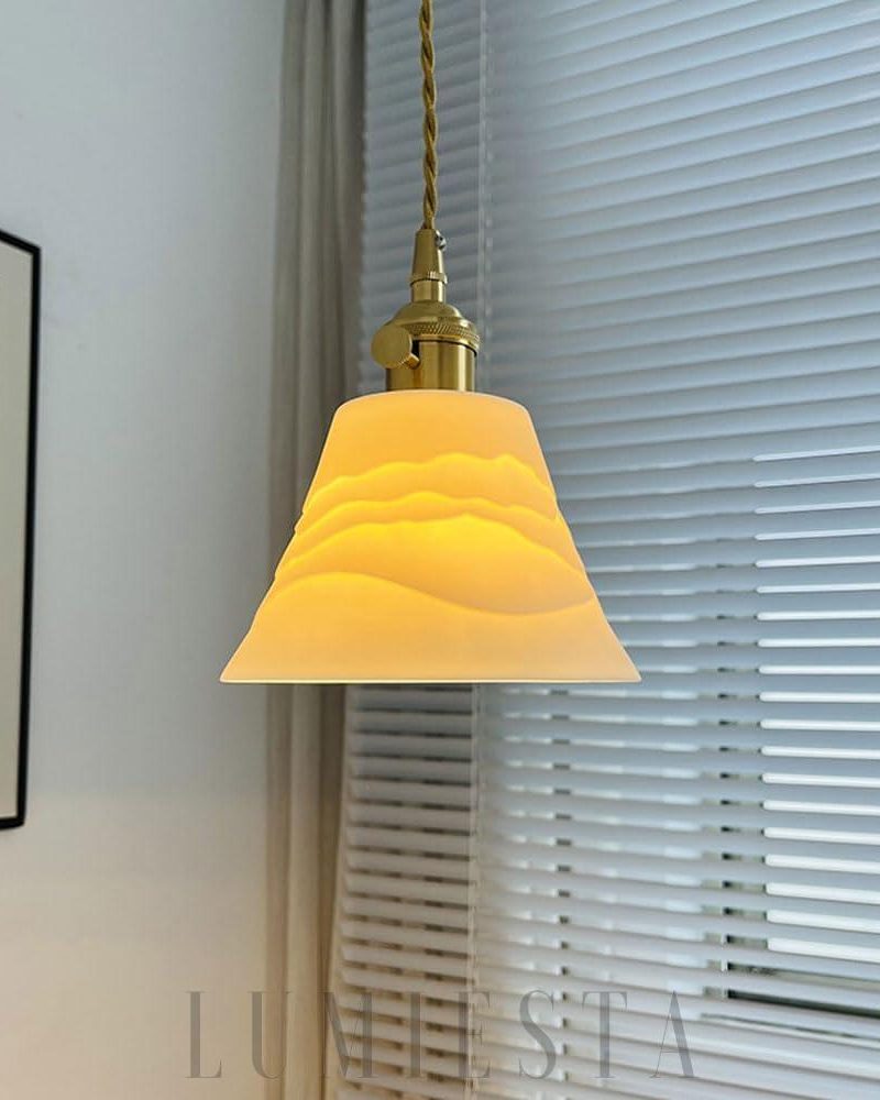 Lampa wisząca ceramiczna Mountains Shadow w stylu naturalnym 15cm