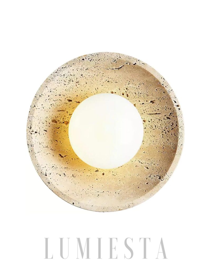 Beżowa lampa ścienna z travertynu w stylu lunar eclipse