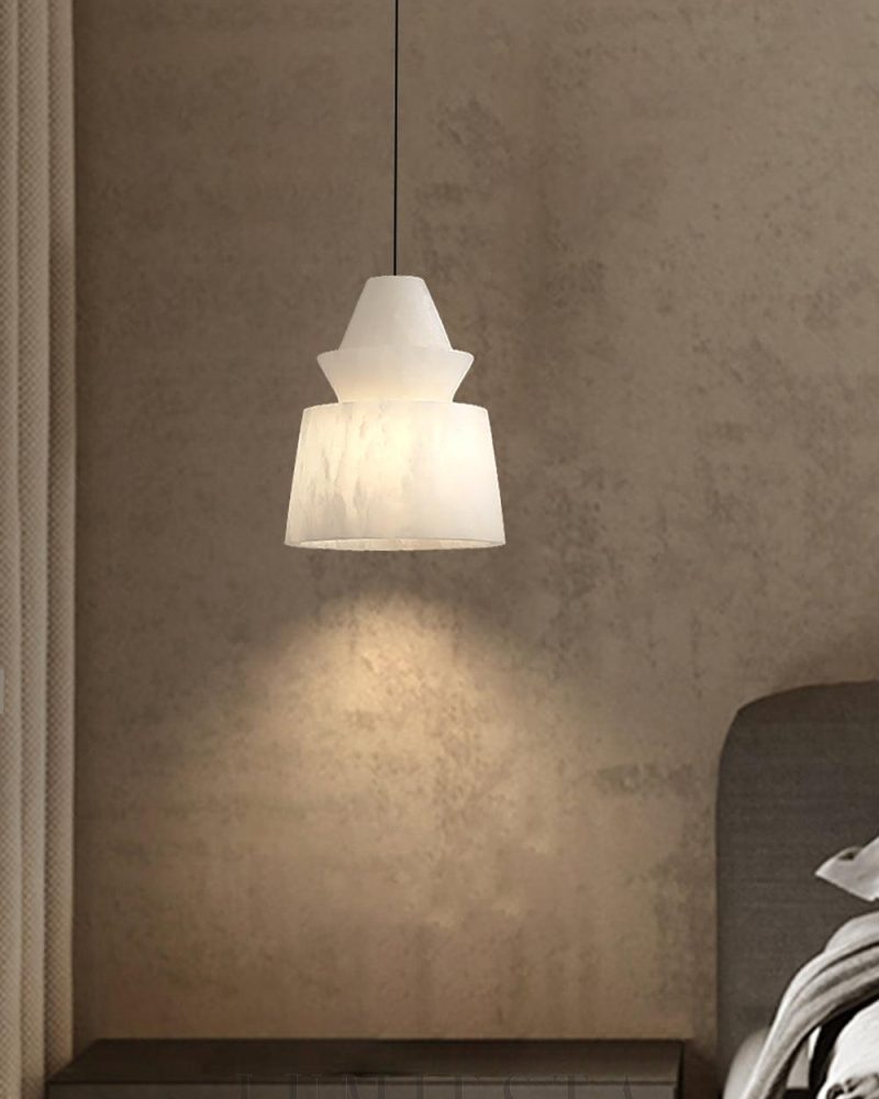 Nowoczesna lampa wisząca z alabastru średnica 18cm kolor biały