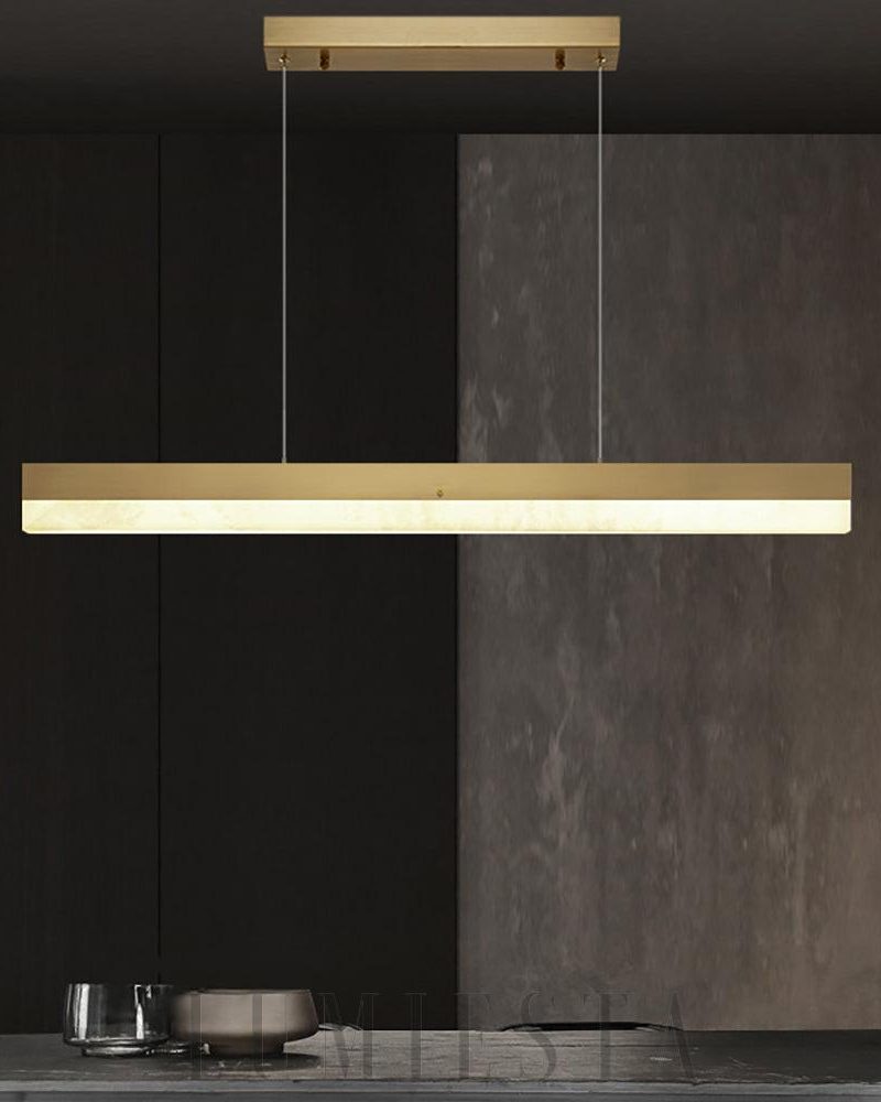 Lampa wisząca prostokątna Alabaster w kolorze złotym i białym
