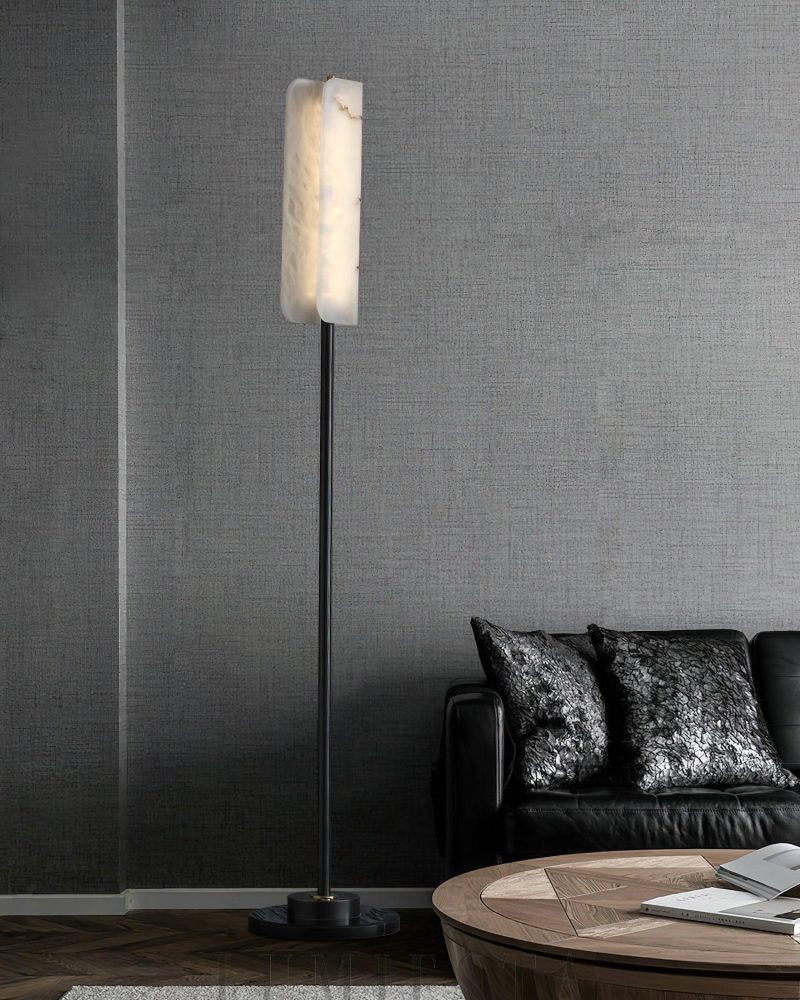 Lampa podłogowa Mosiądz Alabaster Years z ciepłym światłem 150cm