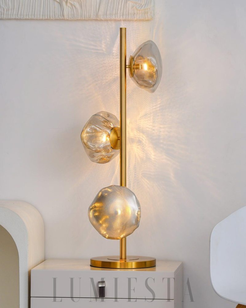 Lampa Stołowa Szklane Płatki Złota i Przezroczysta 35cm 90cm