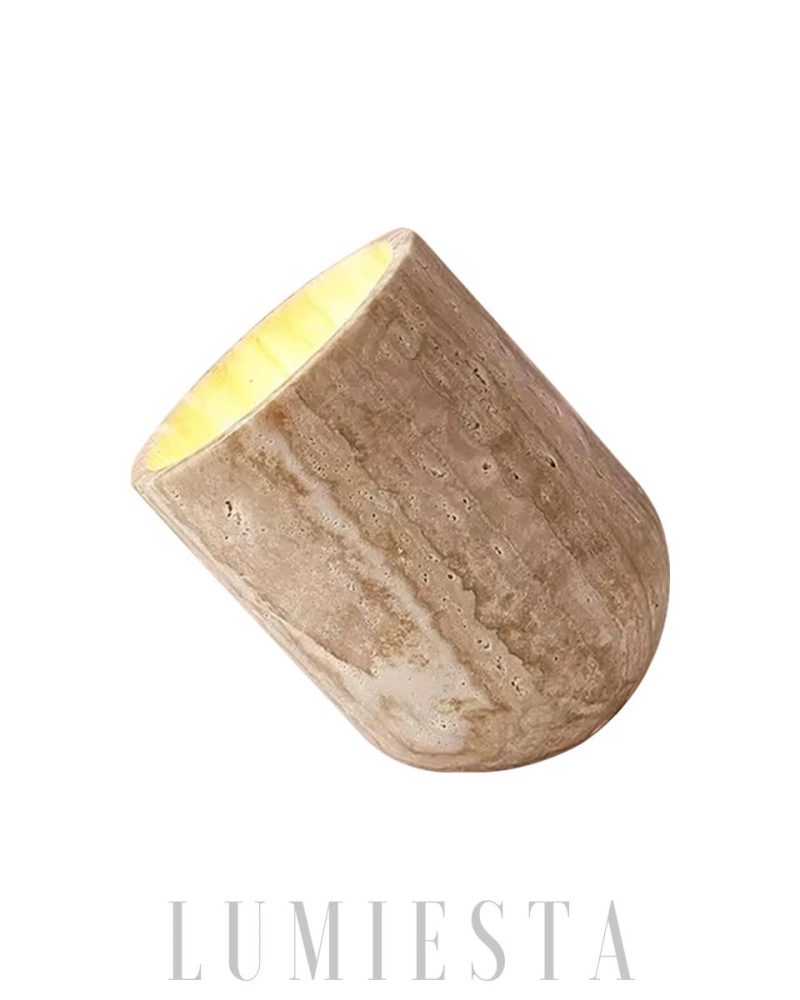 Lampa stołowa Cylinder Amidori z żółtego trawertynu 17cm