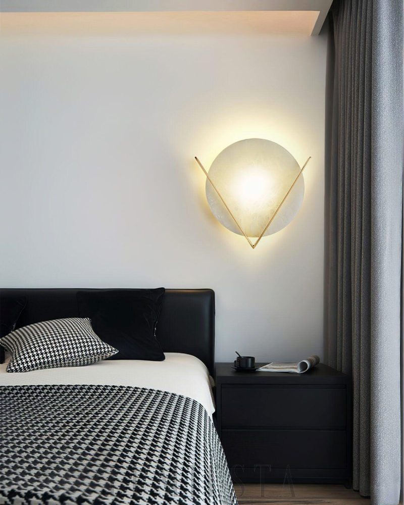 Lampa ścienna Victory V z alabastru okrągła 23cm ciepłe światło
