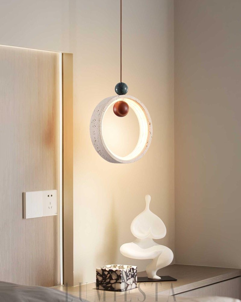 Stylowa Lampa Wisząca Orvion Okrągła Beżowa 20cm 24cm