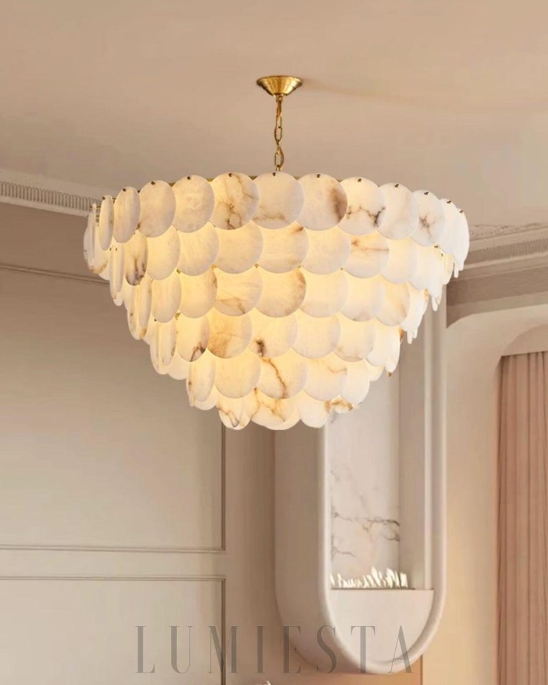 Multin - lampa wisząca w stylu alabastrowym z mosiądzu