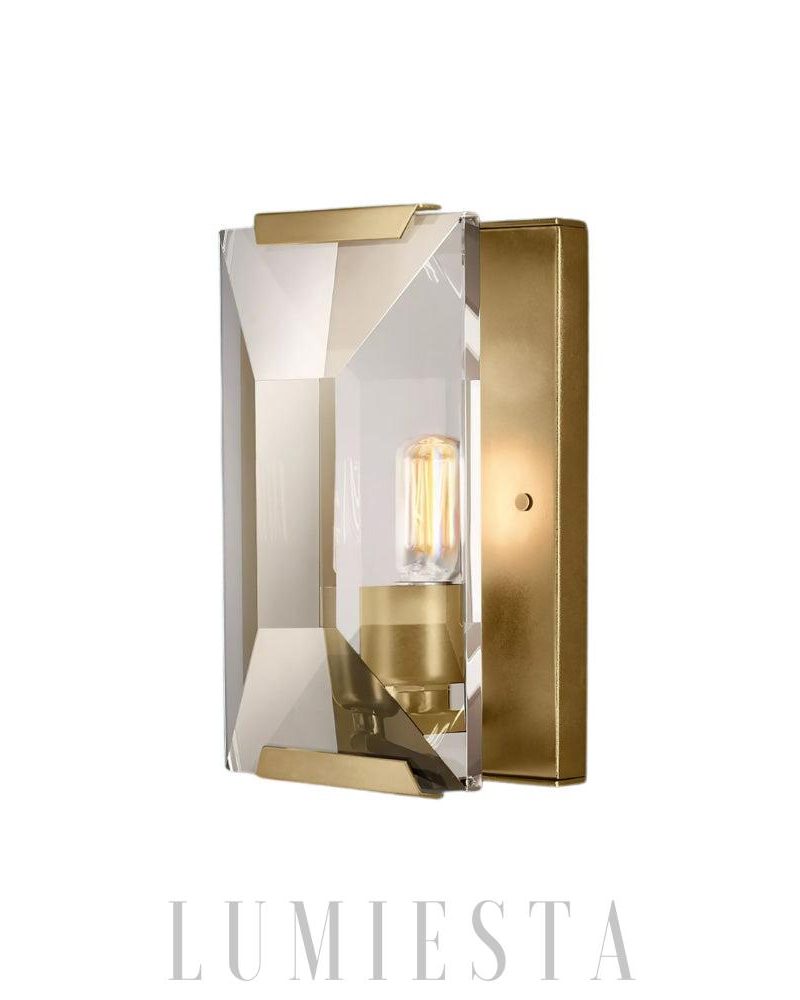 Lampa ścienna ze szkła w stylu retro w kolorze mosiądzu