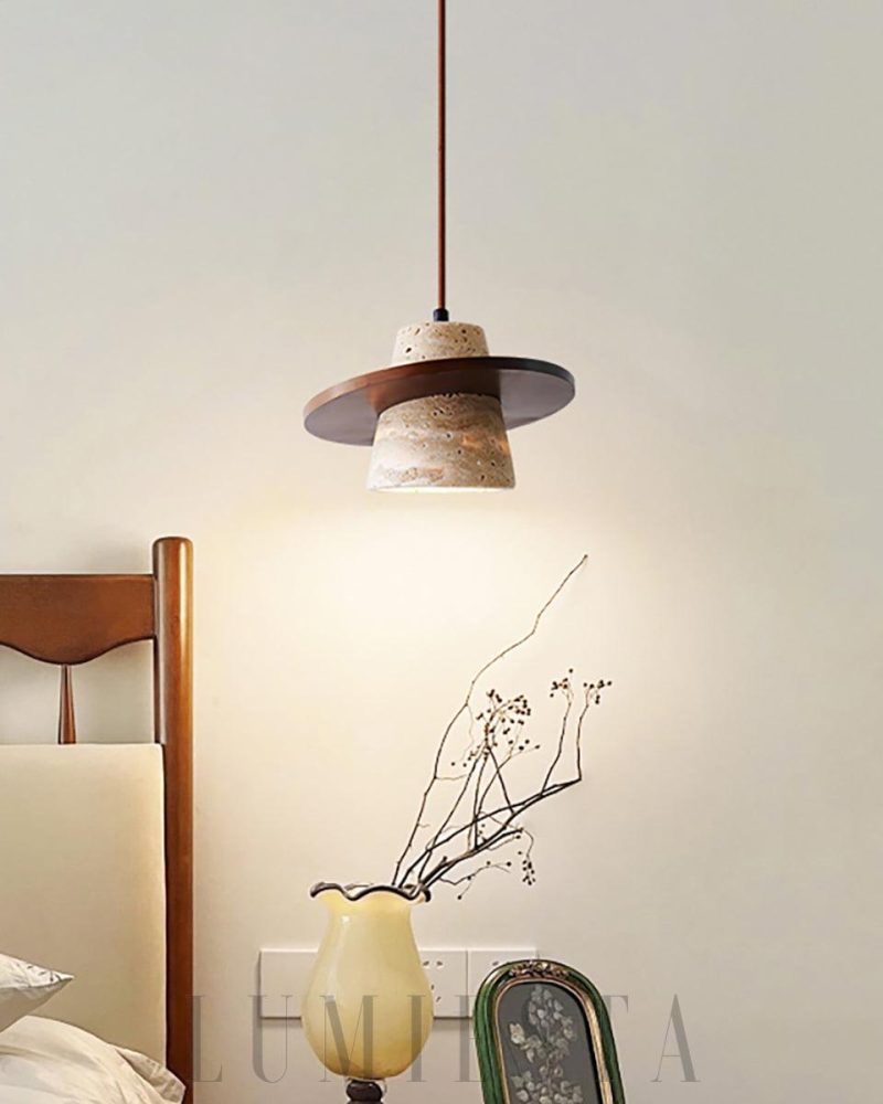 Lampa wisząca Conical z trawertynu w stylu vintage 20cm