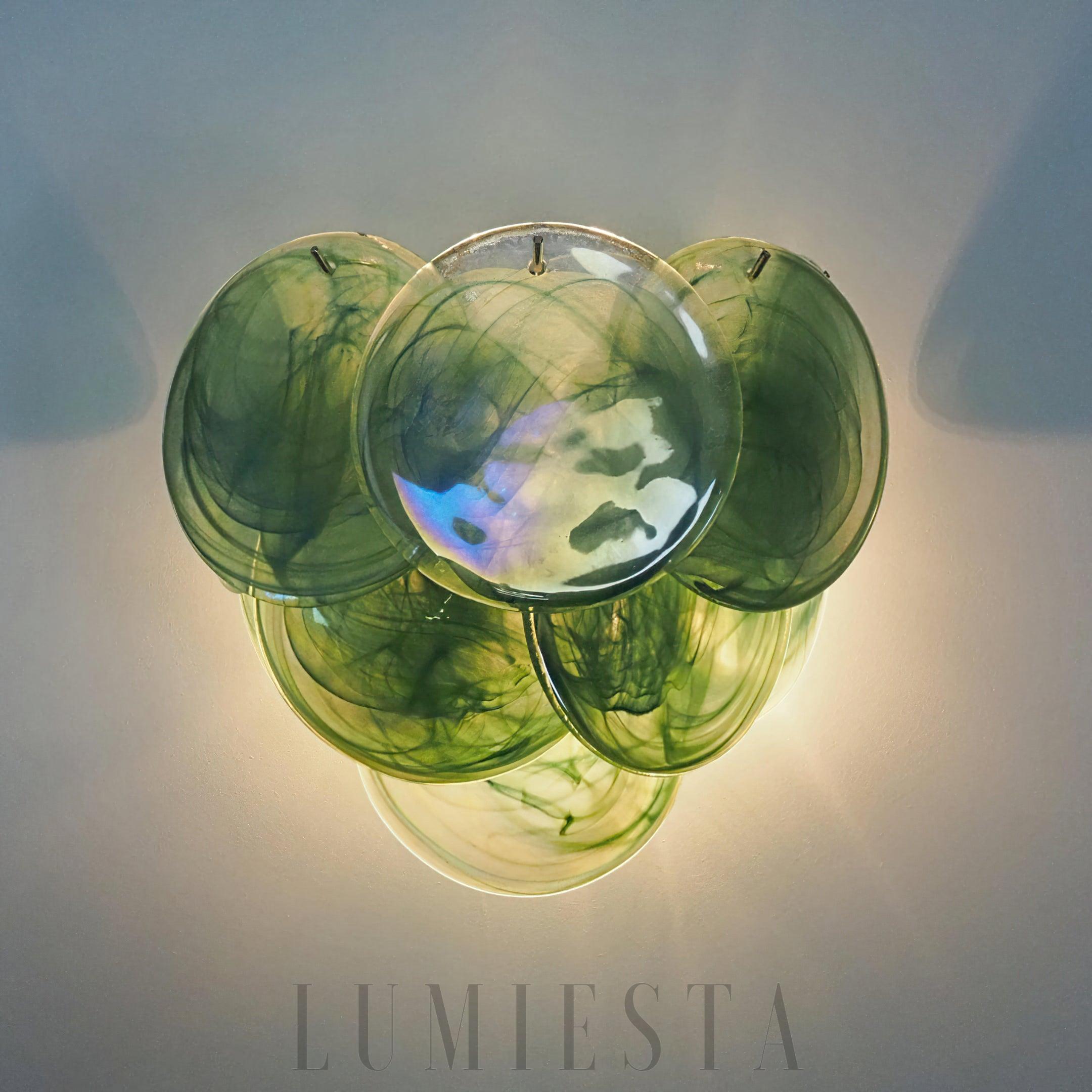 Zielona Vintage Lampa Ścienna Murano z Dyskami Szkła