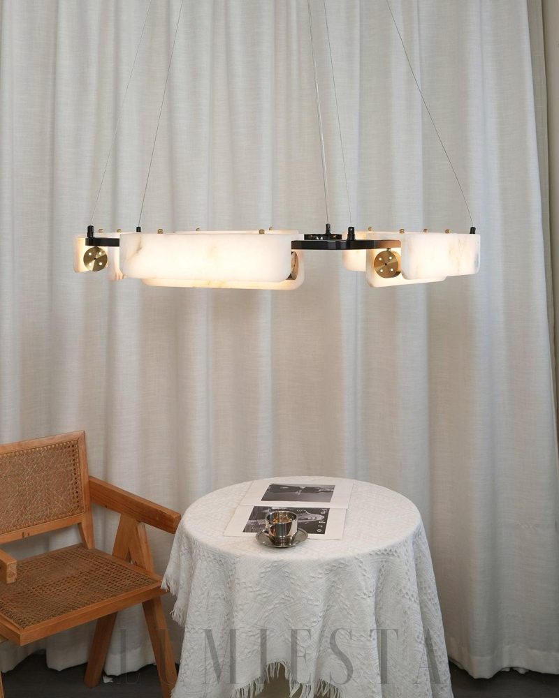 Lampa wisząca Delia prostokątna alabastrowa czarna biała 60cm 80cm