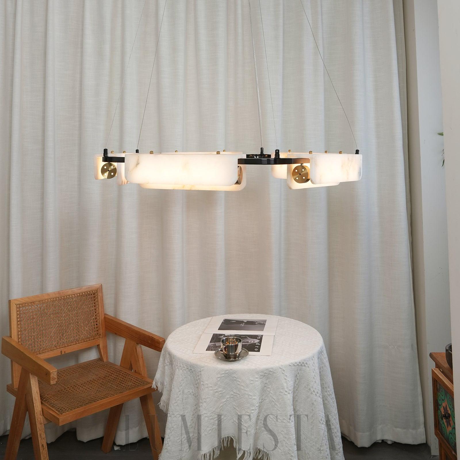 Lampa wisząca Delia prostokątna alabastrowa czarna biała 60cm 80cm