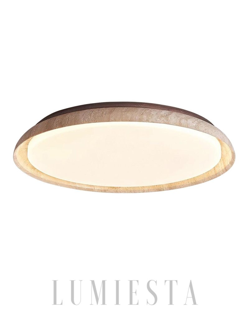 Beżowa okrągła lampa sufitowa Kuzco z naturalnym światłem