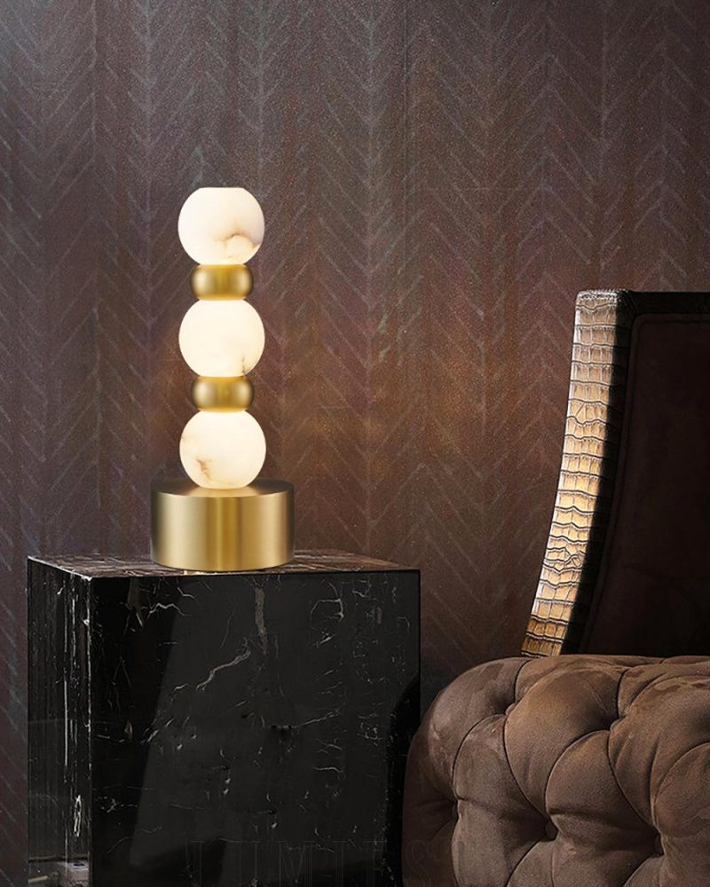 Lampa stołowa Alabaster Pearl w stylu nowoczesnym złoto biały