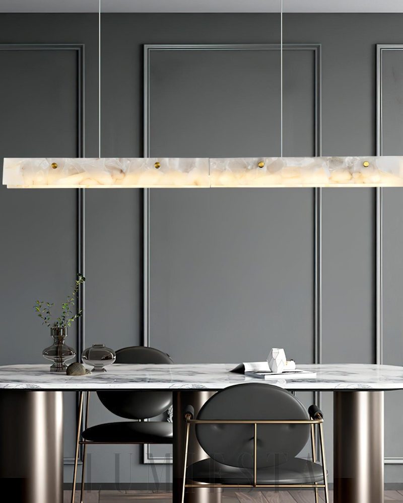 Lampa wisząca linearna alabastrowa w stylu nowoczesnym