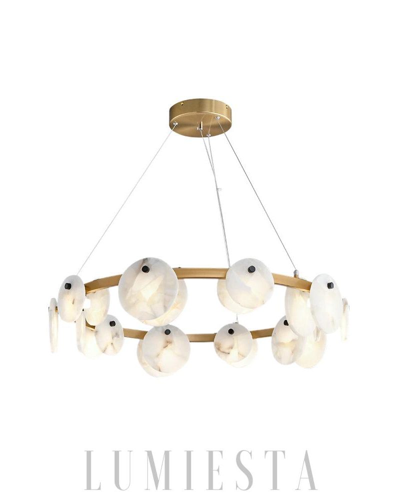 Lampa wisząca Trinidad z alabastru w okrągłym kształcie 60cm 80cm