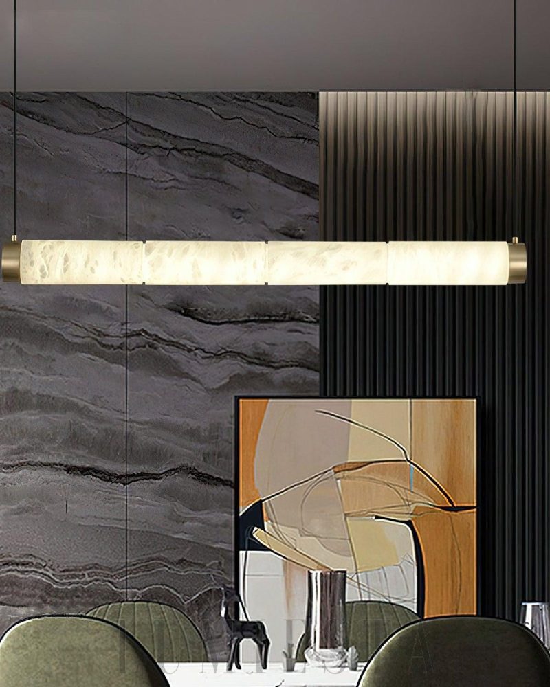 Lampa wisząca Strip Alabaster w eleganckim stylu marmurowym