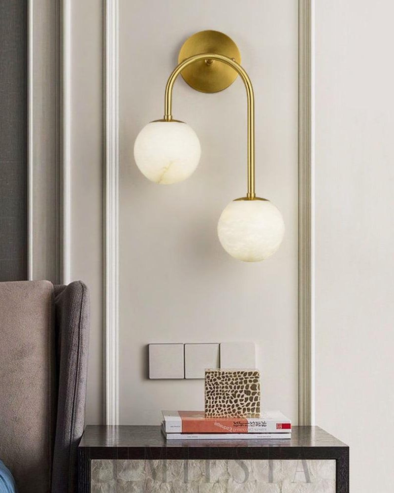 Lampa ścienna alabastrowa w nowoczesnym stylu mosiężnym 30cm