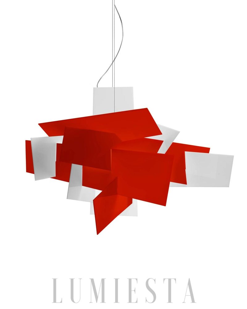 Lampa wisząca Big Bang w stylu nowoczesnym biały czerwony 65cm 91cm