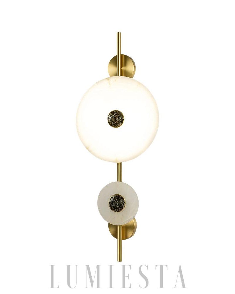 Lampa ścienna Alabaster Eclipse okrągła złota i biała 30cm