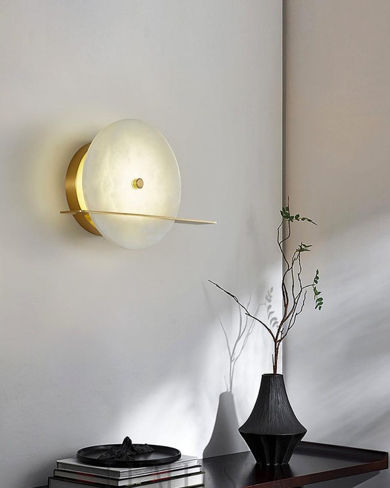 Lampa ścienna alabastrowa nowoczesna okrągła 31 cm