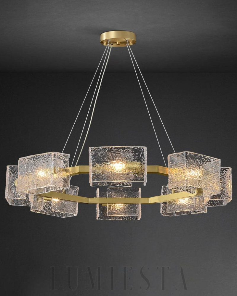 Lampa wisząca szklana w stylu wodnego falowania 89cm