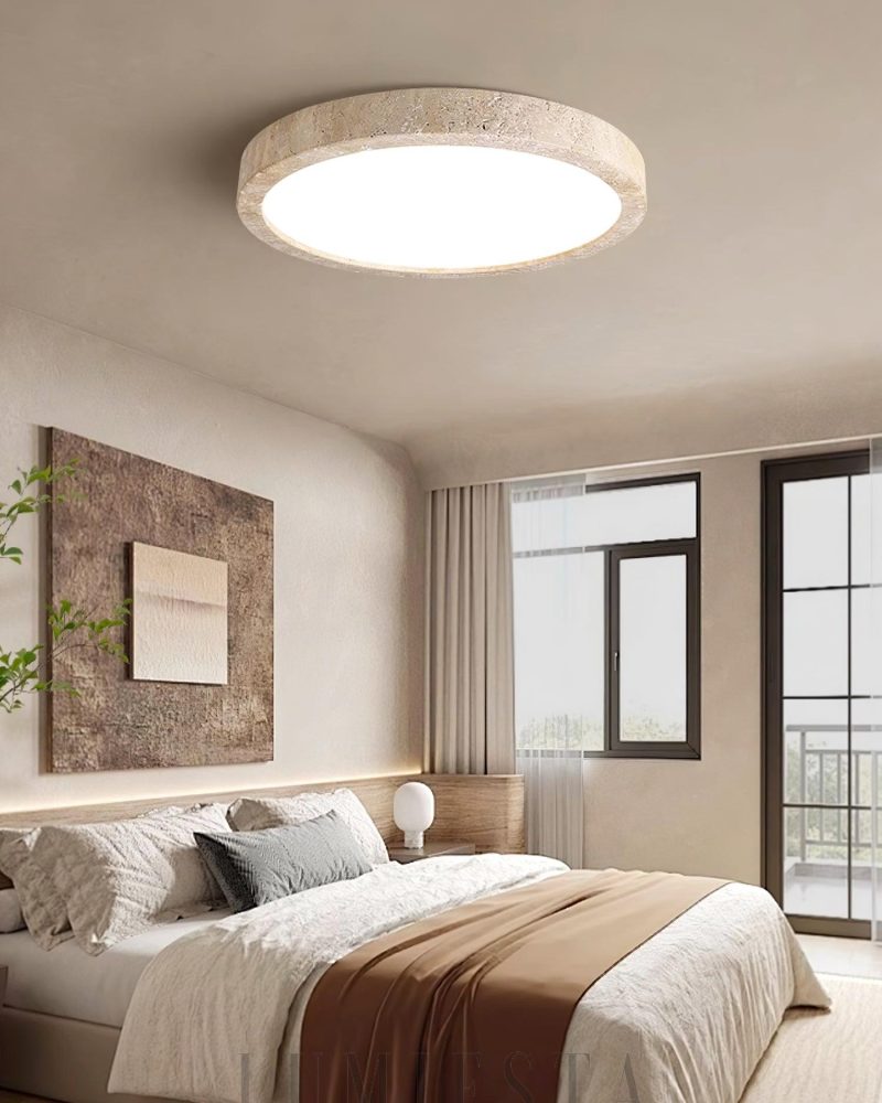 Lampa sufitowa Horizon Travertine okrągła beżowa LED 38-58cm